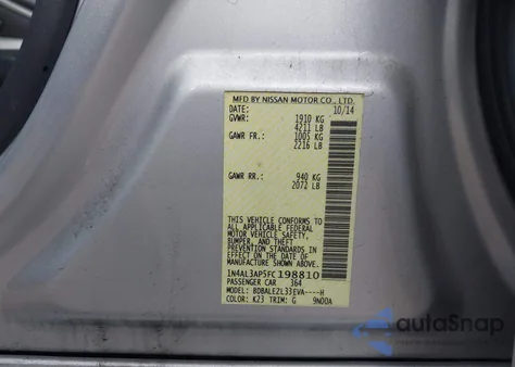 2015 Nissan Altima 2.5 S z USA, uszkodzony, nr VIN 1N4AL3AP5FC198810